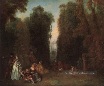 Vue à travers les arbres dans le parc de Pierre Crozat Jean Antoine Watteau Rococo Peinture à l'huile